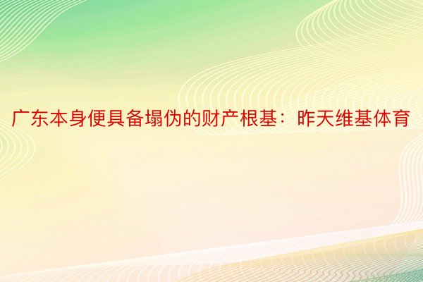 广东本身便具备塌伪的财产根基：昨天维基体育