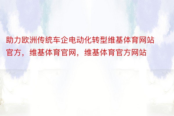 助力欧洲传统车企电动化转型维基体育网站官方，维基体育官网，维基体育官方网站