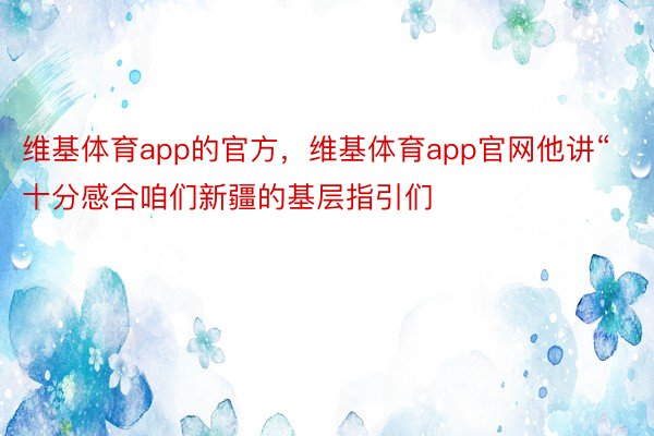 维基体育app的官方，维基体育app官网他讲“十分感合咱们新疆的基层指引们