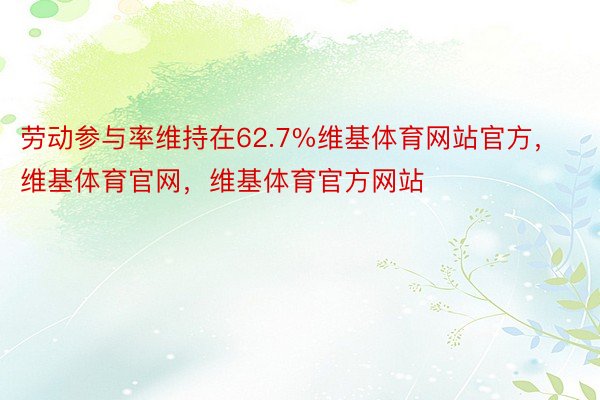 劳动参与率维持在62.7%维基体育网站官方，维基体育官网，维基体育官方网站